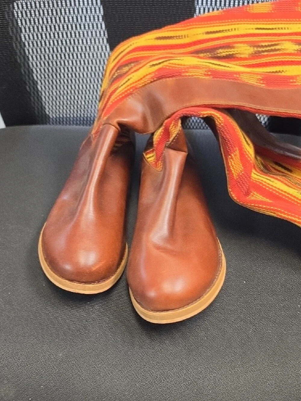 Reef Men's Brown Leather Chukka Boots with Red & Yellow Woven Shaft